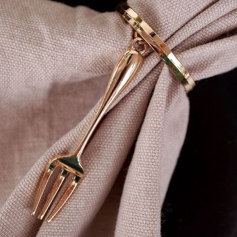 Grupa Orion Sp. z o.o. Obrączki na Serwetki 4 szt. Metalowe Złote Sztućce Solidne Trwałe VILDE