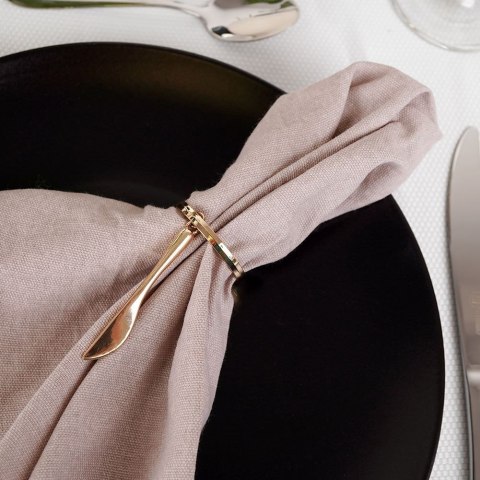 Grupa Orion Sp. z o.o. Obrączki na Serwetki 4 szt. Metalowe Złote Sztućce Solidne Trwałe VILDE