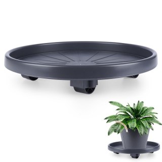 Grupa Orion Sp. z o.o. Podstawka pod Doniczkę na Kółkach Okrągła Szara Duża Solidna PROGARDEN 35cm