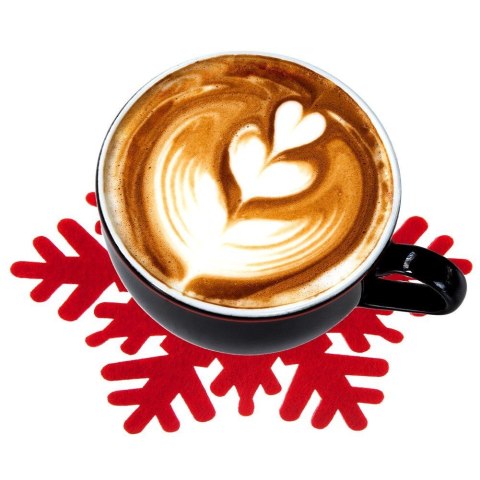 Grupa Orion Sp. z o.o. Podstawki pod Kubek Filcowe Płatek Śniegu 6 szt. 13,5 cm ORION Czerwone