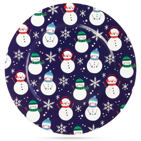 Grupa Orion Sp. z o.o. Podtalerz Świąteczny Bałwan Granatowy 33 cm VILDE Dekoracja Stołu