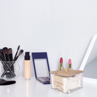 Grupa Orion Sp. z o.o. Pojemnik na Patyczki Kosmetyczne Bambus 9,5 x 9,5 x 8,5 cm ELEGANZA