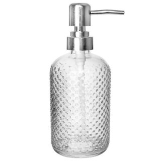 Grupa Orion Sp. z o.o. Dozownik do Mydła ORION 430 ml Szklany Ryflowany z Srebrną Pompką