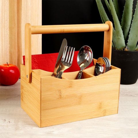 Grupa Orion Sp. z o.o. Stojak Organizer na Sztućce Sosy Przyprawy Drewniany Stołowy ORION 22x14 cm