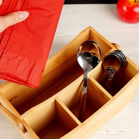 Grupa Orion Sp. z o.o. Stojak Organizer na Sztućce Sosy Przyprawy Drewniany Stołowy ORION 22x14 cm