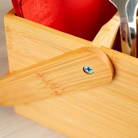 Grupa Orion Sp. z o.o. Stojak Organizer na Sztućce Sosy Przyprawy Drewniany Stołowy ORION 22x14 cm