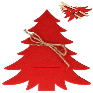 Grupa Orion Sp. z o.o. Zestaw 4 Pokrowce Etui na Sztućce Filc VILDE Świąteczna Choinka