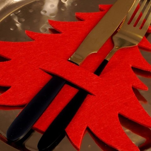 Grupa Orion Sp. z o.o. Zestaw 4 Pokrowce Etui na Sztućce Filc VILDE Świąteczna Choinka