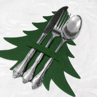 Grupa Orion Sp. z o.o. Zestaw 4 Pokrowce Etui na Sztućce Filc VILDE Świąteczna Choinka