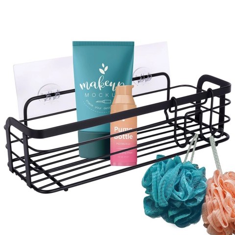 Grupa Orion Sp. z o.o. Półka Pod Prysznic Metalowa Czarna Przyklejana LOFT 295 cm VILDE