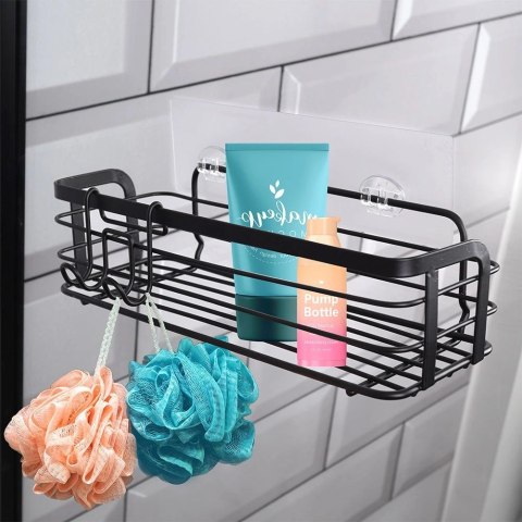 Grupa Orion Sp. z o.o. Półka Pod Prysznic Metalowa Czarna Przyklejana LOFT 295 cm VILDE