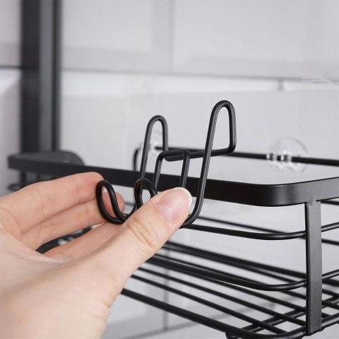 Grupa Orion Sp. z o.o. Półka Pod Prysznic Metalowa Czarna Przyklejana LOFT 295 cm VILDE