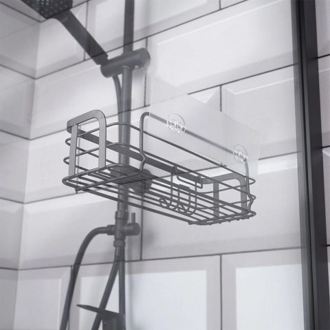 Grupa Orion Sp. z o.o. Półka Pod Prysznic Metalowa Czarna Przyklejana LOFT 295 cm VILDE