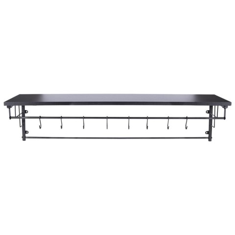 Grupa Orion Sp. z o.o. Wieszak Ścienny z Półką Dekoracyjny Czarny z Haczykami Solidny VILDE