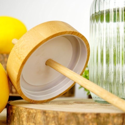 Grupa Orion Sp. z o.o. Słoik do Napojów z Pokrywką Bambusową i Szklaną Słomką 500 ml EH