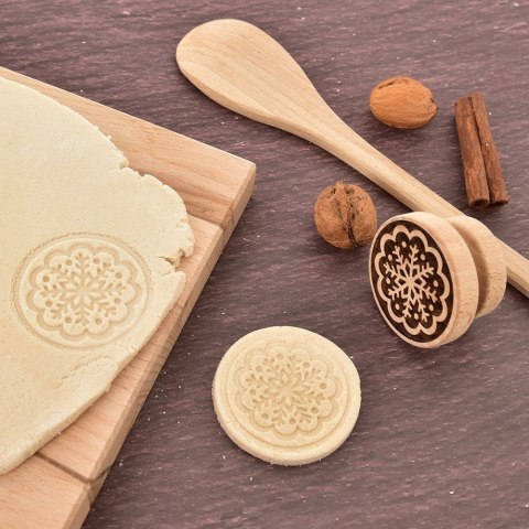 Grupa Orion Sp. z o.o. Stempel do Ciastek Drewniany Płatek Śniegu Dekoracja 5,5 cm ORION