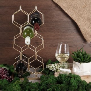 Grupa Orion Sp. z o.o. Stojak na Wino Metalowy Złoty Osiem Butelek do Leżakowania 48 cm T4Y