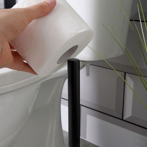 Grupa Orion Sp. z o.o. Stojak na Papier Toaletowy Wolnostojący Stalowy Czarny Mat na 5 Rolek BS