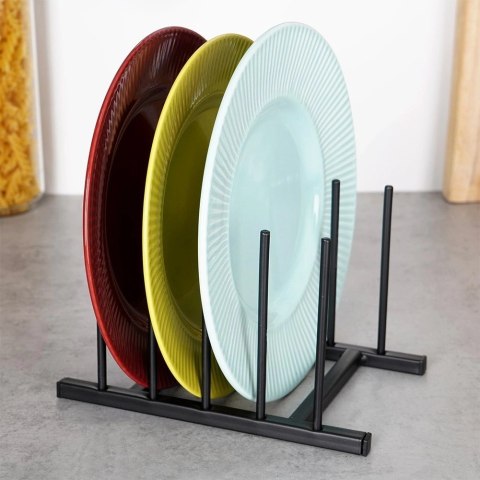 Grupa Orion Sp. z o.o. Stojak na Pokrywki Talerze Metalowy Czarny LOFT 4 szt. 19,5 cm HSC