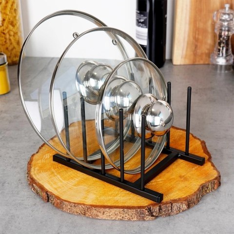 Grupa Orion Sp. z o.o. Stojak na Pokrywki Talerze Metalowy Czarny LOFT 4 szt. 19,5 cm HSC