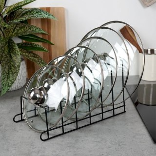 Grupa Orion Sp. z o.o. Stojak Organizer na Pokrywki Talerze Metalowy Czarny ORION 34 x 18 x 18 cm