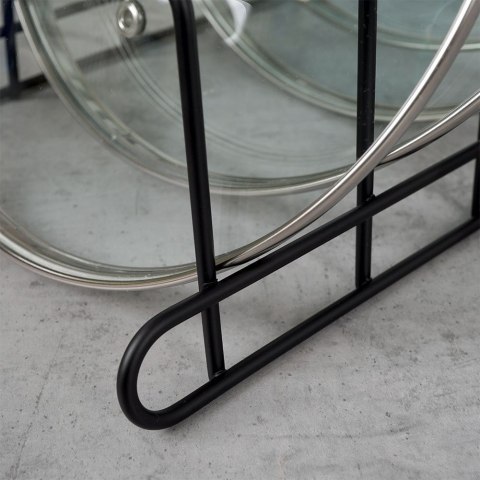 Grupa Orion Sp. z o.o. Stojak Organizer na Pokrywki Talerze Metalowy Czarny ORION 34 x 18 x 18 cm