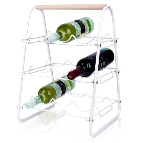 Grupa Orion Sp. z o.o. Stojak na Wino Dekoracyjny Metalowy Biały 9 Butelek HOUSEWARE 33x29x46 cm
