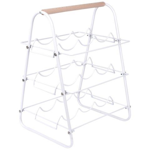 Grupa Orion Sp. z o.o. Stojak na Wino Dekoracyjny Metalowy Biały 9 Butelek HOUSEWARE 33x29x46 cm