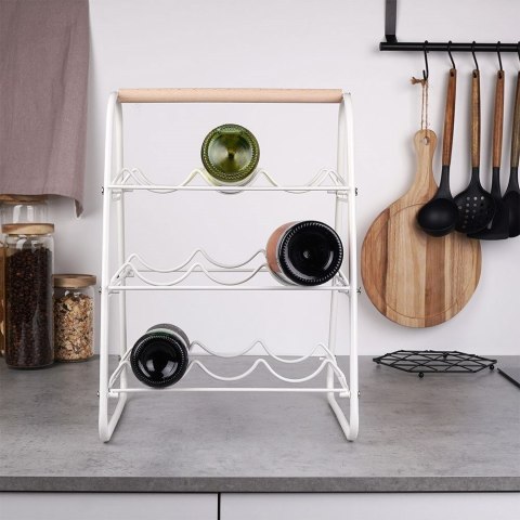 Grupa Orion Sp. z o.o. Stojak na Wino Dekoracyjny Metalowy Biały 9 Butelek HOUSEWARE 33x29x46 cm