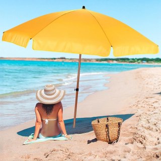 AM/63 Parasol Plażowy Ogrodowy Stabilny Żółty Regulowany Składany AMBIANCE 200 cm