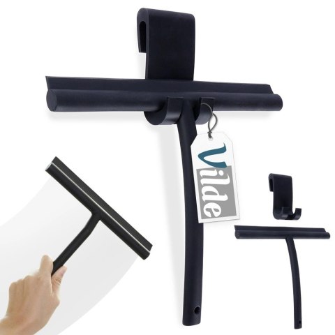 Grupa Orion Sp. z o.o. Ściągaczka do Szyb z Haczykiem Silikonowa Czarna Solidna VILDE 24,5x20,5 cm