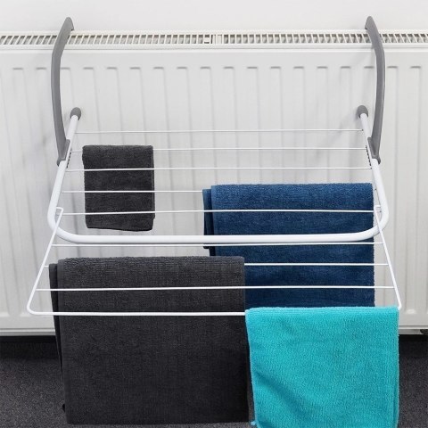 Grupa Orion Sp. z o.o. Suszarka na Pranie na Kaloryfer Metalowa Biała Rozkładana VILDE 55x50,5 cm