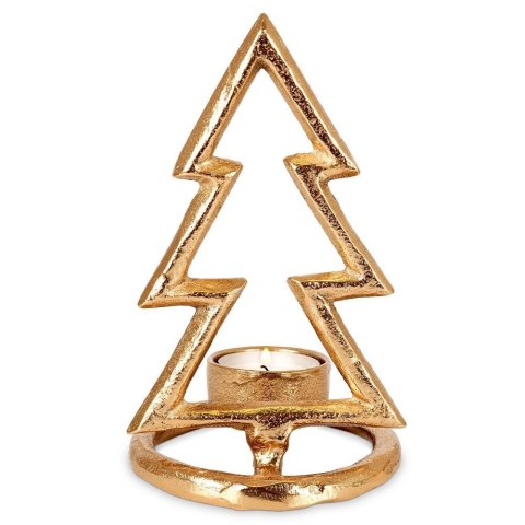 Grupa Orion Sp. z o.o. Świecznik Choinka Tealight 1 Świeczka Świąteczny Złoty Loft VILDE 16 cm