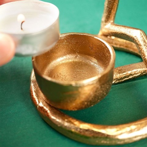 Grupa Orion Sp. z o.o. Świecznik Choinka Tealight 1 Świeczka Świąteczny Złoty Loft VILDE 16 cm