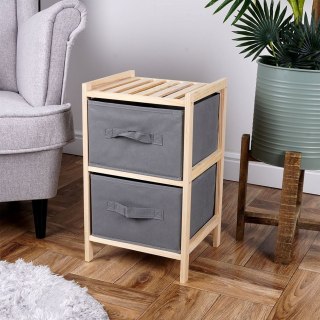 Grupa Orion Sp. z o.o. Szafka Drewniana z Dwoma Szufladami Szara Styl Skandynawski 46 cm VILDE