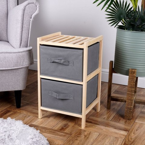 Grupa Orion Sp. z o.o. Szafka Drewniana z Dwoma Szufladami Szara Styl Skandynawski 46 cm VILDE