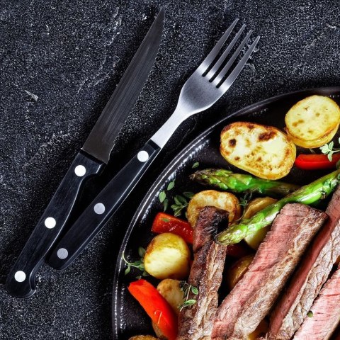 Grupa Orion Sp. z o.o. Sztućce do Steków Burgerów Stalowe Zestaw 12 el. BBQ Ząbkowane Ostrze