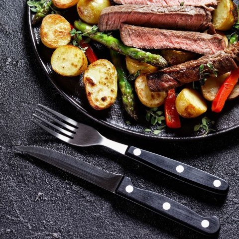 Grupa Orion Sp. z o.o. Sztućce do Steków Burgerów Stalowe Zestaw 12 el. BBQ Ząbkowane Ostrze