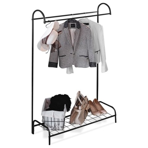 Grupa Orion Sp. z o.o. Wieszak Podłogowy Stojący Metalowy VILDE Czarny LOFT Półka na Buty 147 cm