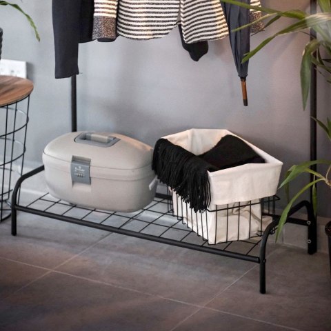 Grupa Orion Sp. z o.o. Wieszak Podłogowy Stojący Metalowy VILDE Czarny LOFT Półka na Buty 147 cm