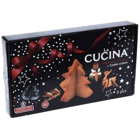 Grupa Orion Sp. z o.o. Wykrawacze do Ciastek 8 el. LA CUCINA 3D Stal Nierdzewna Świąteczne