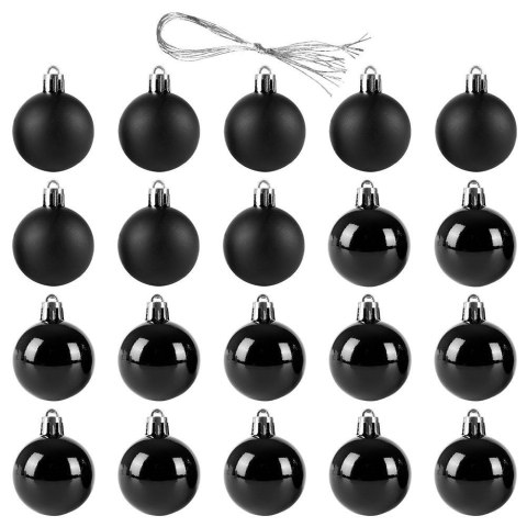 Grupa Orion Sp. z o.o. Bombki Choinkowe Czarne Nietłukące 4 cm 20 szt. ORION Świąteczne Komplet