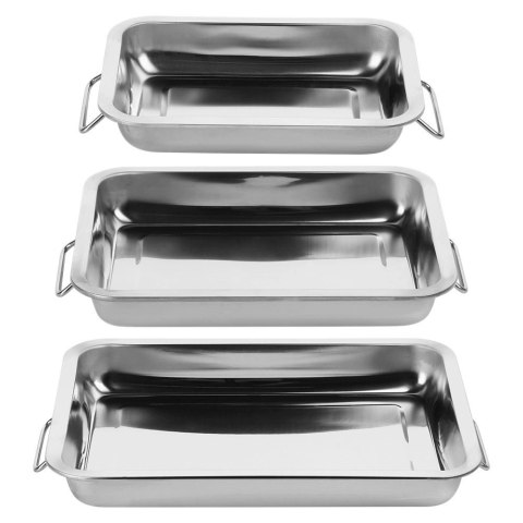 Grupa Orion Sp. z o.o. Brytfanny Blachy do Pieczenia Stalowe Prostokątne z Uchwytami VILDE 3 szt.