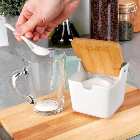 Grupa Orion Sp. z o.o. Cukierniczka Cukiernica Ceramiczna Biała z Uchylną Pokrywką VILDE 250 ml