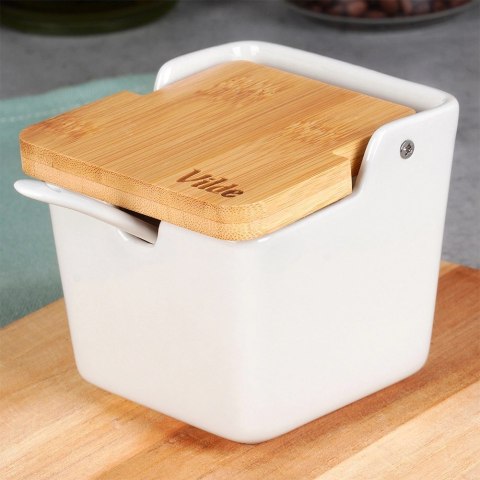 Grupa Orion Sp. z o.o. Cukierniczka Cukiernica Ceramiczna Biała z Uchylną Pokrywką VILDE 250 ml