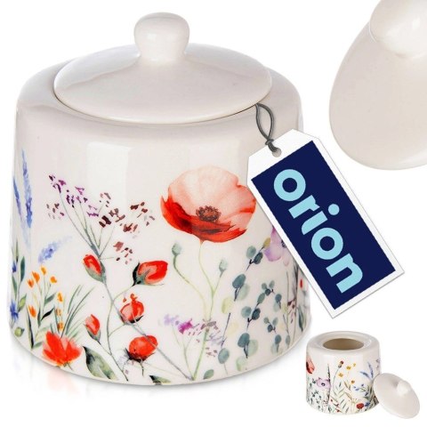 Grupa Orion Sp. z o.o. Cukierniczka Cukiernica Porcelanowa Biała Ozdobna Dekor Maki ORION 320 ml