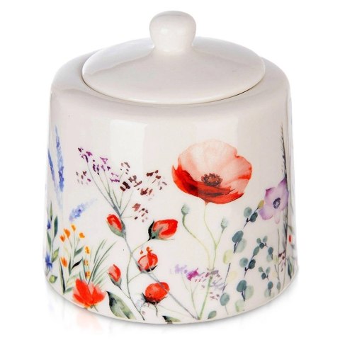 Grupa Orion Sp. z o.o. Cukierniczka Cukiernica Porcelanowa Biała Ozdobna Dekor Maki ORION 320 ml