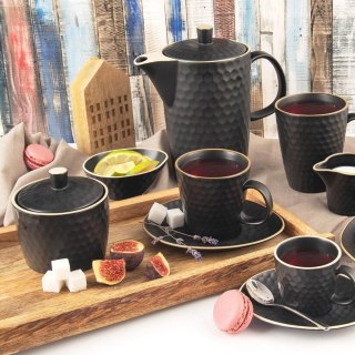 Grupa Orion Sp. z o.o. Dzbanek do Kawy Herbaty Napojów Ceramiczny Czarny Ozdobny Solidny ORION 1,3 l