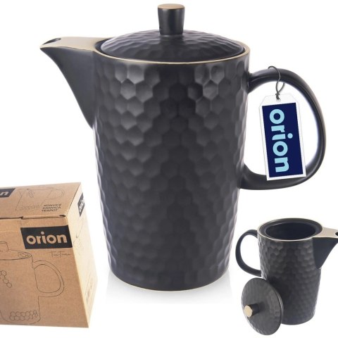 Grupa Orion Sp. z o.o. Dzbanek do Kawy Herbaty Napojów Ceramiczny Czarny Ozdobny Solidny ORION 1,3 l