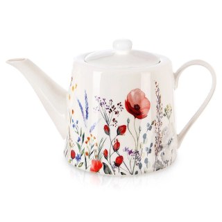 Grupa Orion Sp. z o.o. Dzbanek do Kawy Herbaty Porcelanowy Biały Elegancki Nadruk Maki ORION 1 l